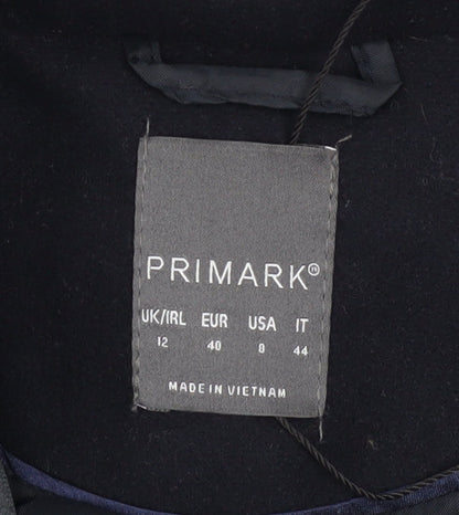 Womens UK Size 12 Primark Black Overcoat