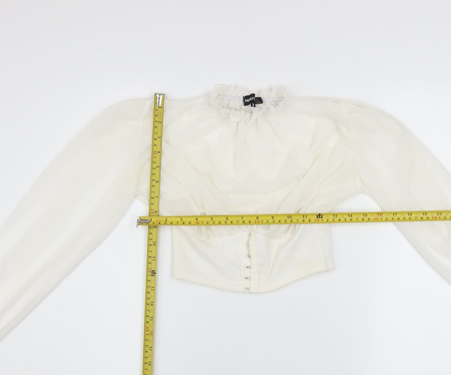 Womens UK Size 6 PRETTYLITTLETHING Ivory Cropped Blouse