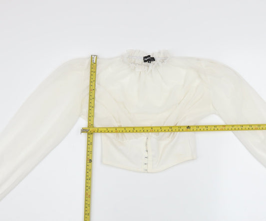 Womens UK Size 6 PRETTYLITTLETHING Ivory Cropped Blouse