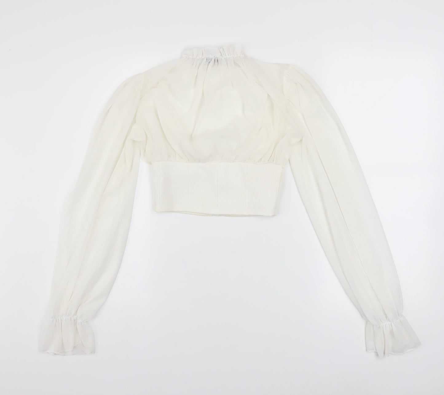 Womens UK Size 6 PRETTYLITTLETHING Ivory Cropped Blouse