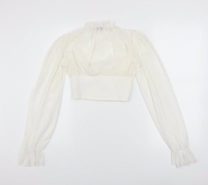 Womens UK Size 6 PRETTYLITTLETHING Ivory Cropped Blouse