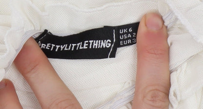 Womens UK Size 6 PRETTYLITTLETHING Ivory Cropped Blouse
