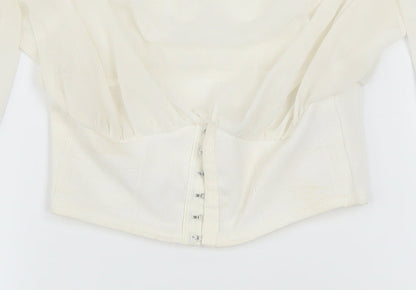 Womens UK Size 6 PRETTYLITTLETHING Ivory Cropped Blouse