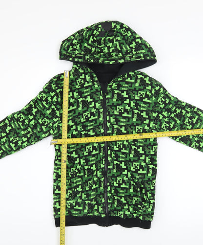 Minecraft Boys Green Full Zip Hoodie 10-11 Years Graphic Cotton Blend