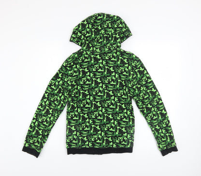 Minecraft Boys Green Full Zip Hoodie 10-11 Years Graphic Cotton Blend