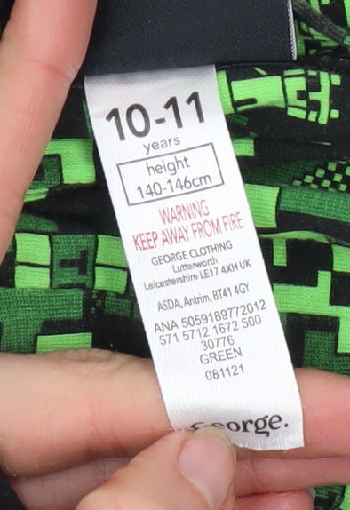 Minecraft Boys Green Full Zip Hoodie 10-11 Years Graphic Cotton Blend