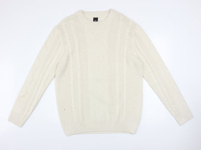 Mens UK Size XL River Island Ivory Pullover Jumper