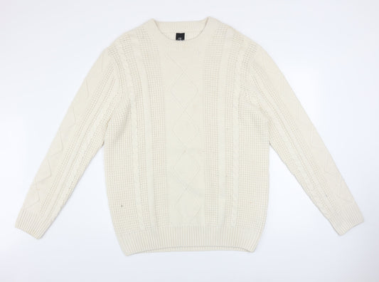 Mens UK Size XL River Island Ivory Pullover Jumper