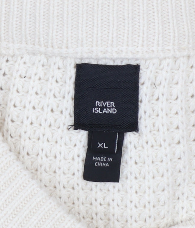 Mens UK Size XL River Island Ivory Pullover Jumper