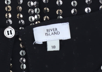 Womens UK Size 18 River Island Black Tunic Blouse