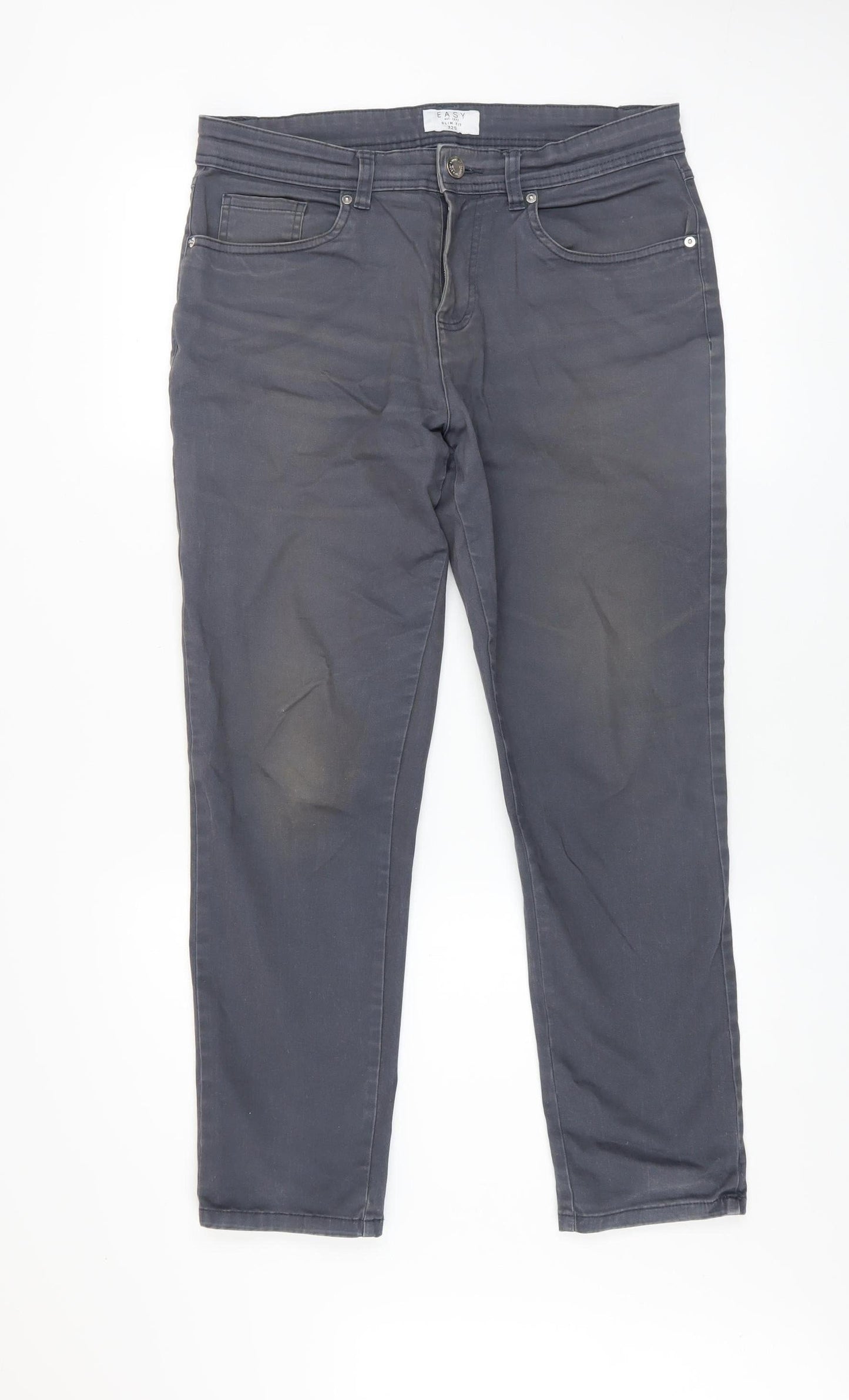 Mens UK Size 32S Easy Slim Fit Straight Grey Jeans