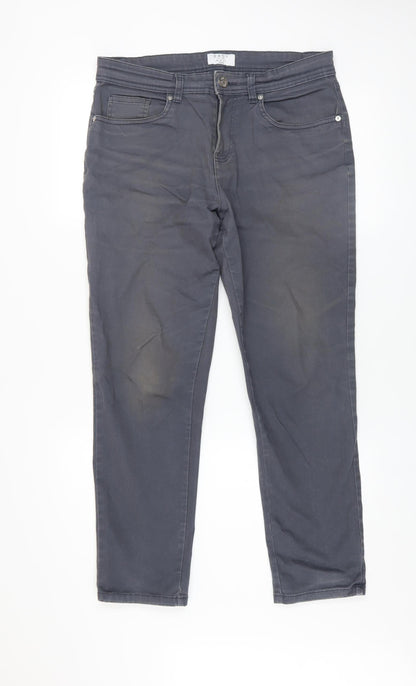 Mens UK Size 32S Easy Slim Fit Straight Grey Jeans