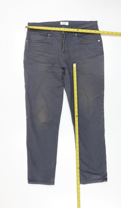 Mens UK Size 32S Easy Slim Fit Straight Grey Jeans