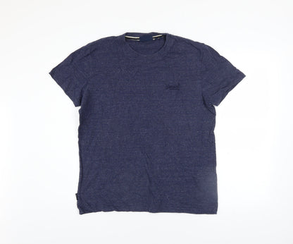 Superdry Men's Blue Cotton Crew Neck Short Sleeve T-Shirt L