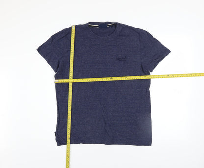 Superdry Men's Blue Cotton Crew Neck Short Sleeve T-Shirt L