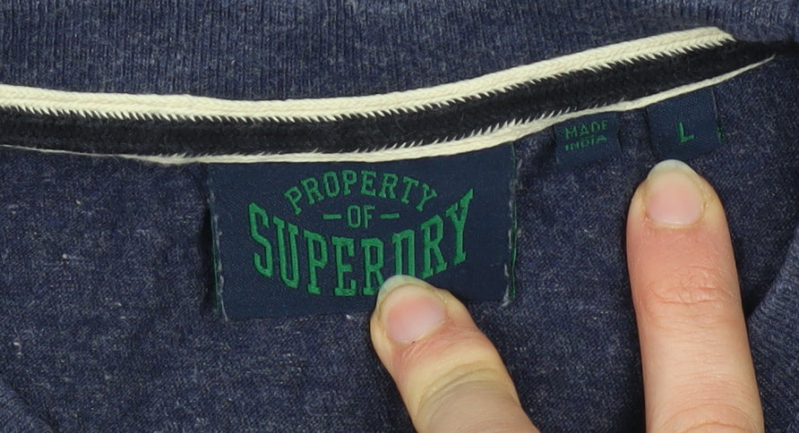 Superdry Men's Blue Cotton Crew Neck Short Sleeve T-Shirt L