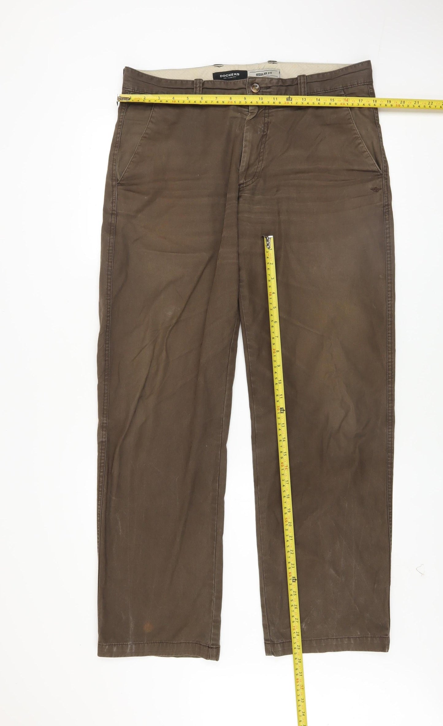 Mens UK Size L DOCKERS Regular Fit Chino Brown Trousers