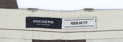 Mens UK Size L DOCKERS Regular Fit Chino Brown Trousers
