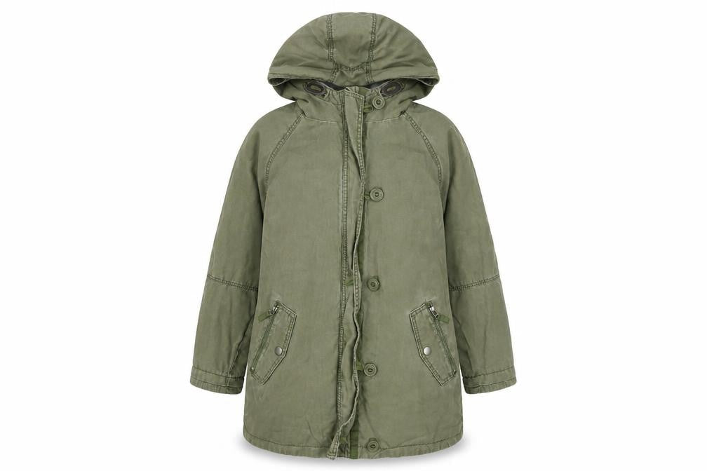 Next Girls Green Cotton Hooded Parka Coat 12 Years Lined Casual Jacket
