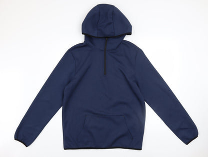 Mens UK Size M WORKOUT Blue 1/2 Zip Hoodie