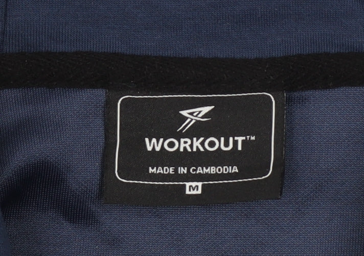 Mens UK Size M WORKOUT Blue 1/2 Zip Hoodie