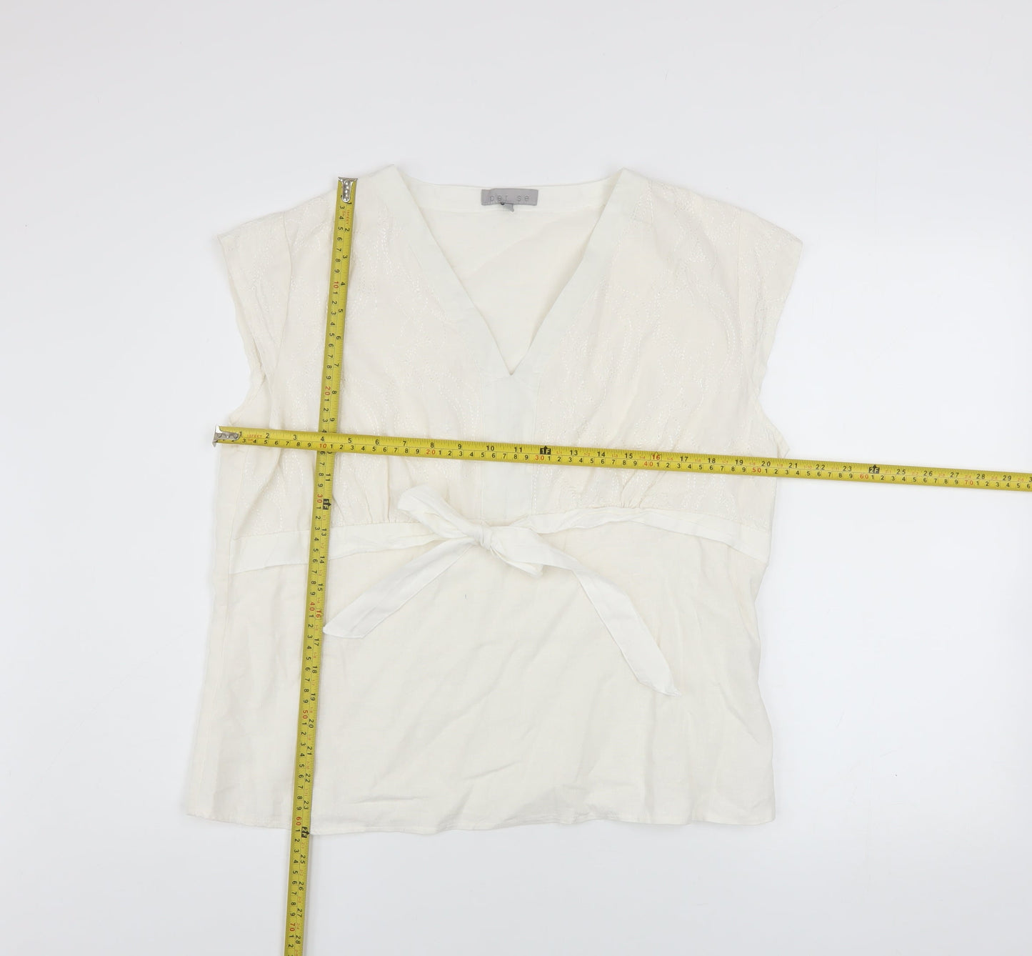 Womens UK Size 20 Per Se Ivory Wrap Blouse