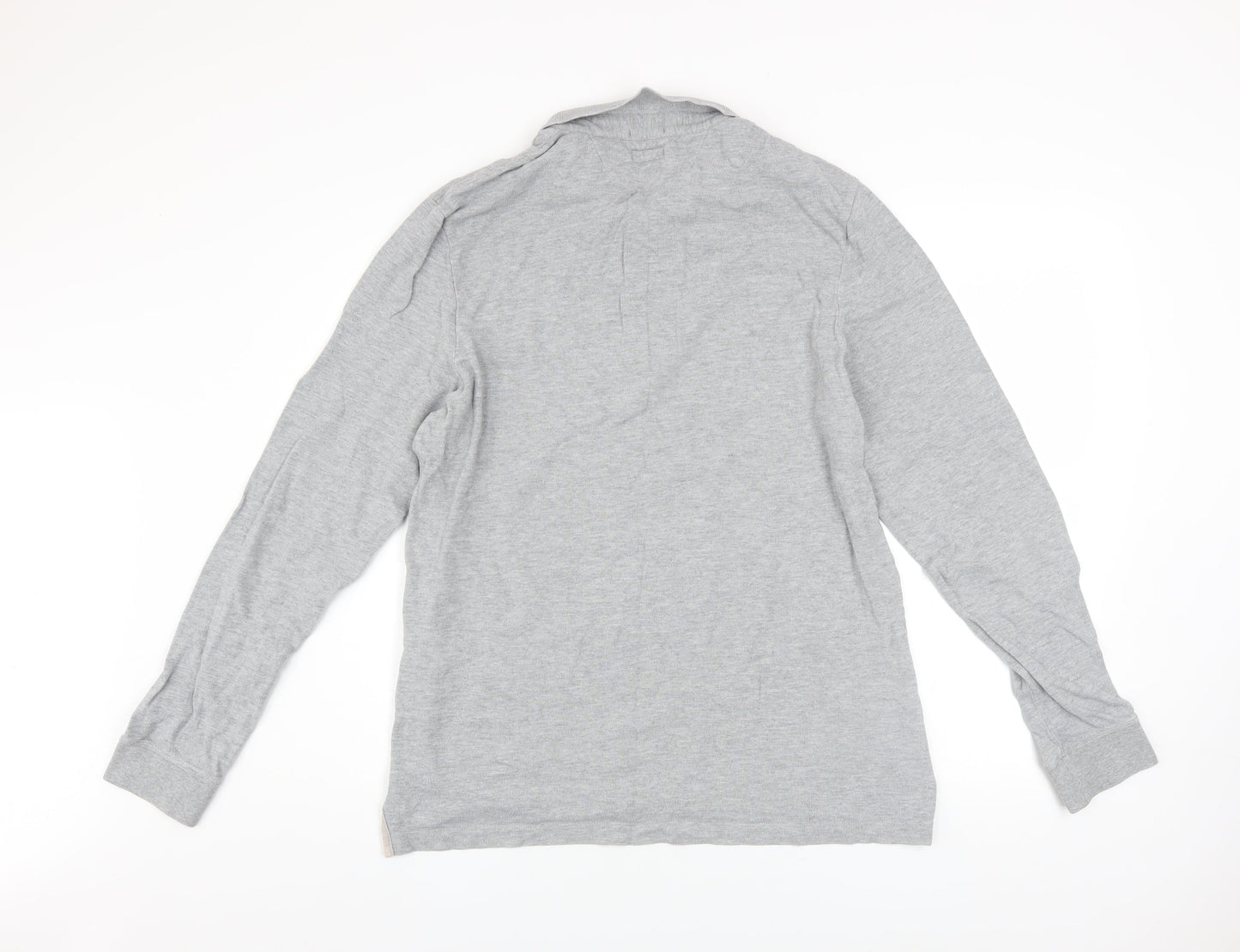 AllSaints Men's Grey Cotton Long Sleeve Polo Shirt XL