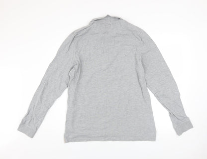 AllSaints Men's Grey Cotton Long Sleeve Polo Shirt XL