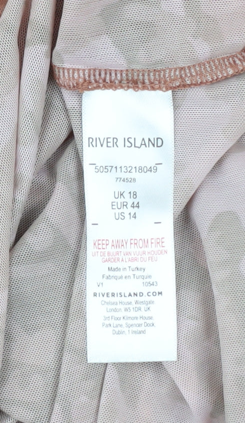 Womens UK Size 18 River Island Brown Basic T-Shirt