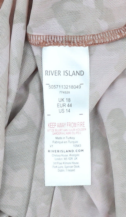 Womens UK Size 18 River Island Brown Basic T-Shirt