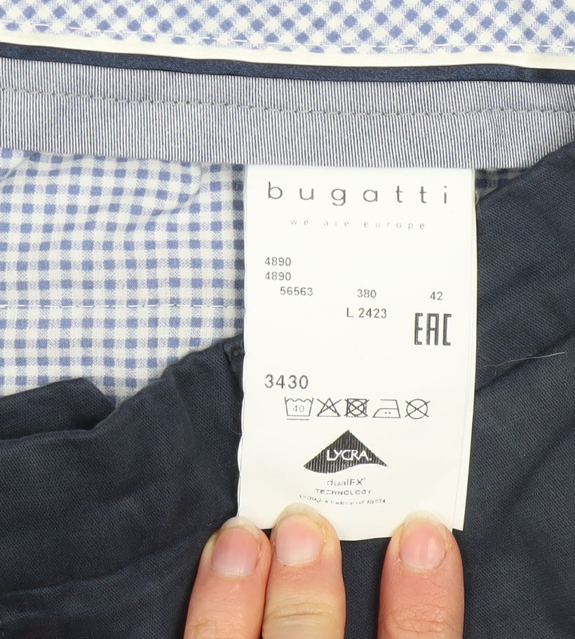Mens UK Size L Bugatti Regular Fit Chino Blue Trousers