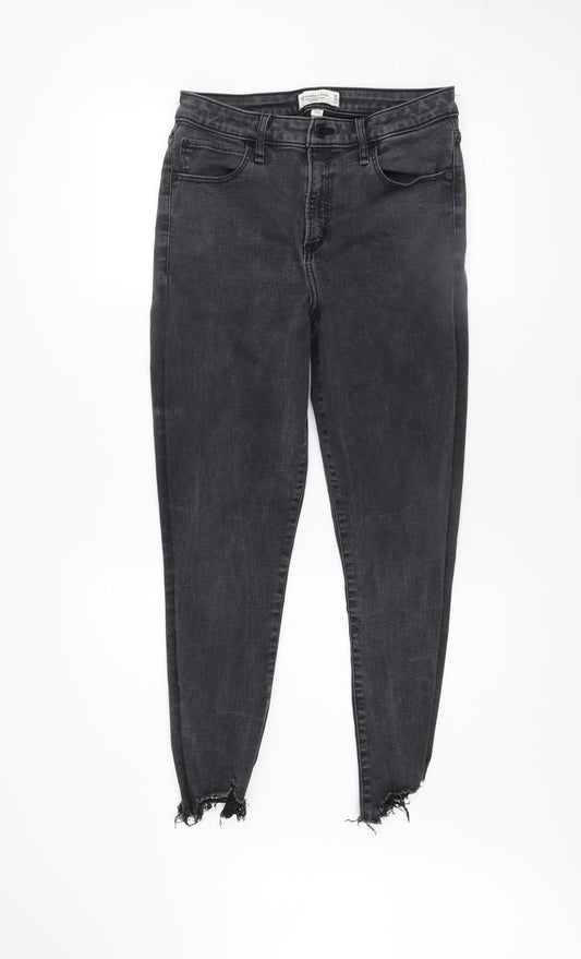 Womens UK Size 10 Abercrombie & Fitch Slim Fit Ankle Black Jeans