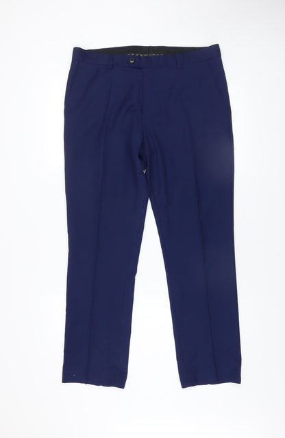 Mens UK Size 34 NEXT Regular Fit Dress Pants Blue Trousers