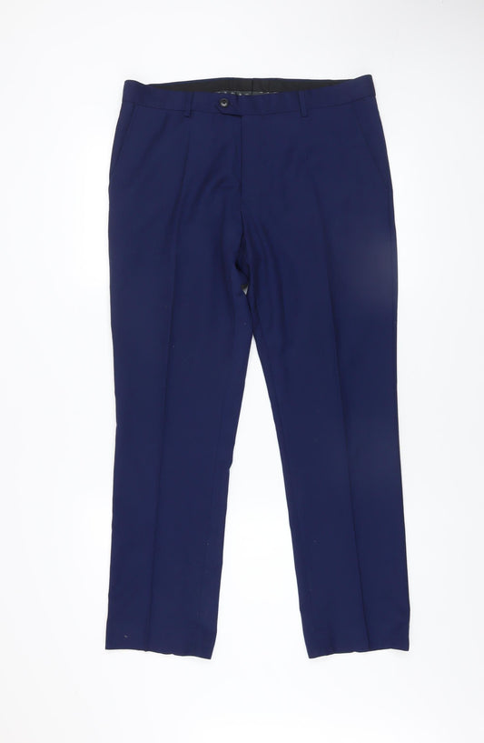 Mens UK Size 34 NEXT Regular Fit Dress Pants Blue Trousers