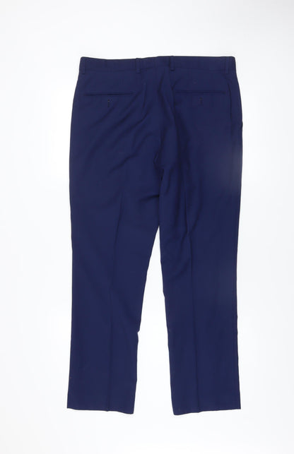 Mens UK Size 34 NEXT Regular Fit Dress Pants Blue Trousers