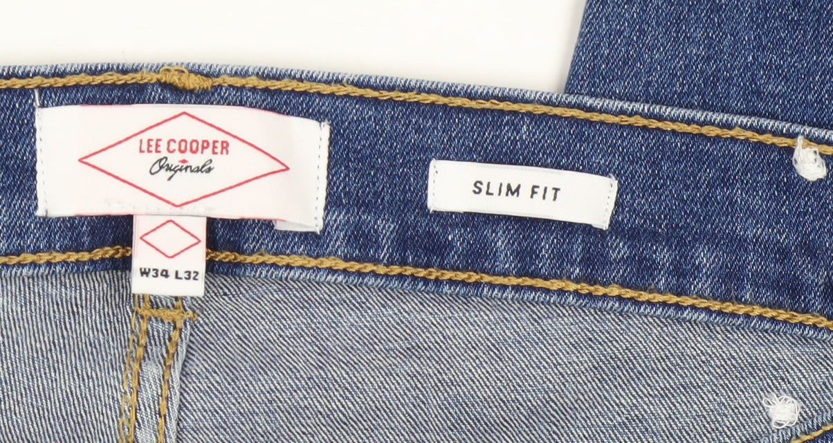 Lee Cooper Men's Blue Slim Fit Straight Jeans W34 L32 Denim