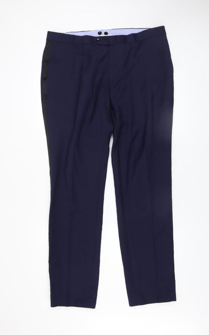 Mens UK Size 54 Van Gils Classic Fit Dress Pants Blue Trousers