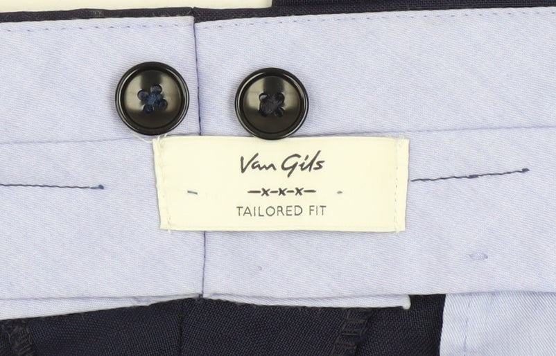 Mens UK Size 54 Van Gils Classic Fit Dress Pants Blue Trousers
