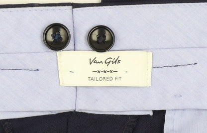 Mens UK Size 54 Van Gils Classic Fit Dress Pants Blue Trousers