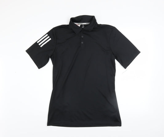 Adidas Boys Black Polo Shirt 15-16 Years Activewear Lightweight Top