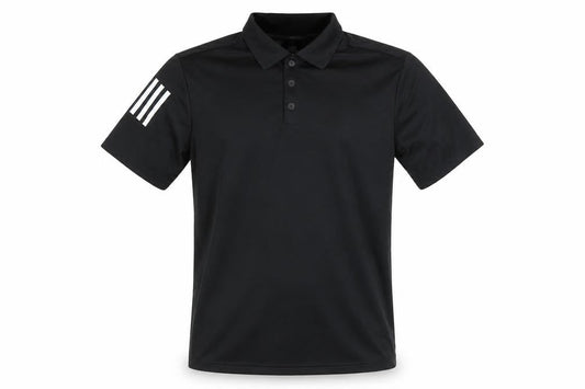 Front view of Adidas boys’ black polo shirt 15-16 years activewear lightweight top