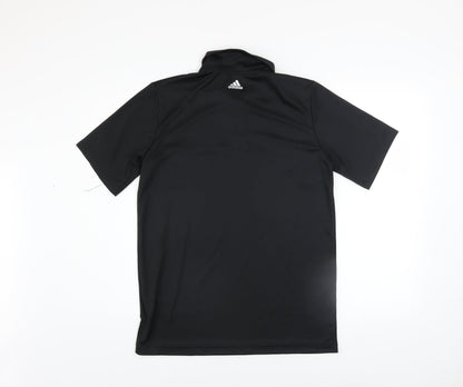 Adidas Boys Black Polo Shirt 15-16 Years Activewear Lightweight Top