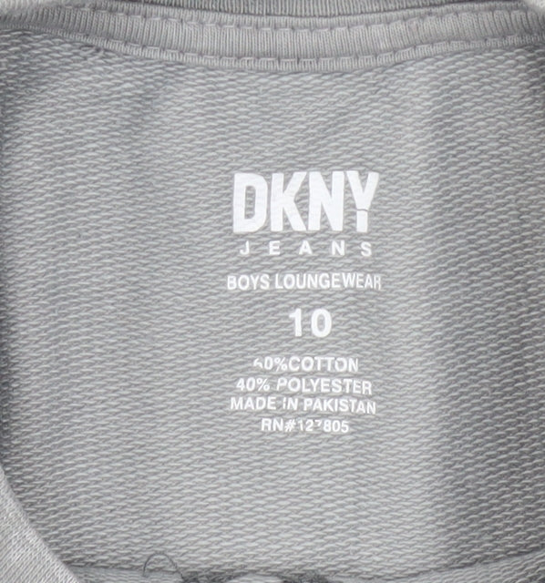 Boys UK Size 10 Years DKNY Grey Basic T-Shirt