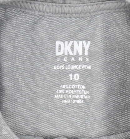 Boys UK Size 10 Years DKNY Grey Basic T-Shirt