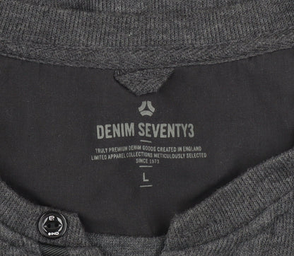 Mens UK Size L Denim Seventy3 Grey Henley Sweatshirt