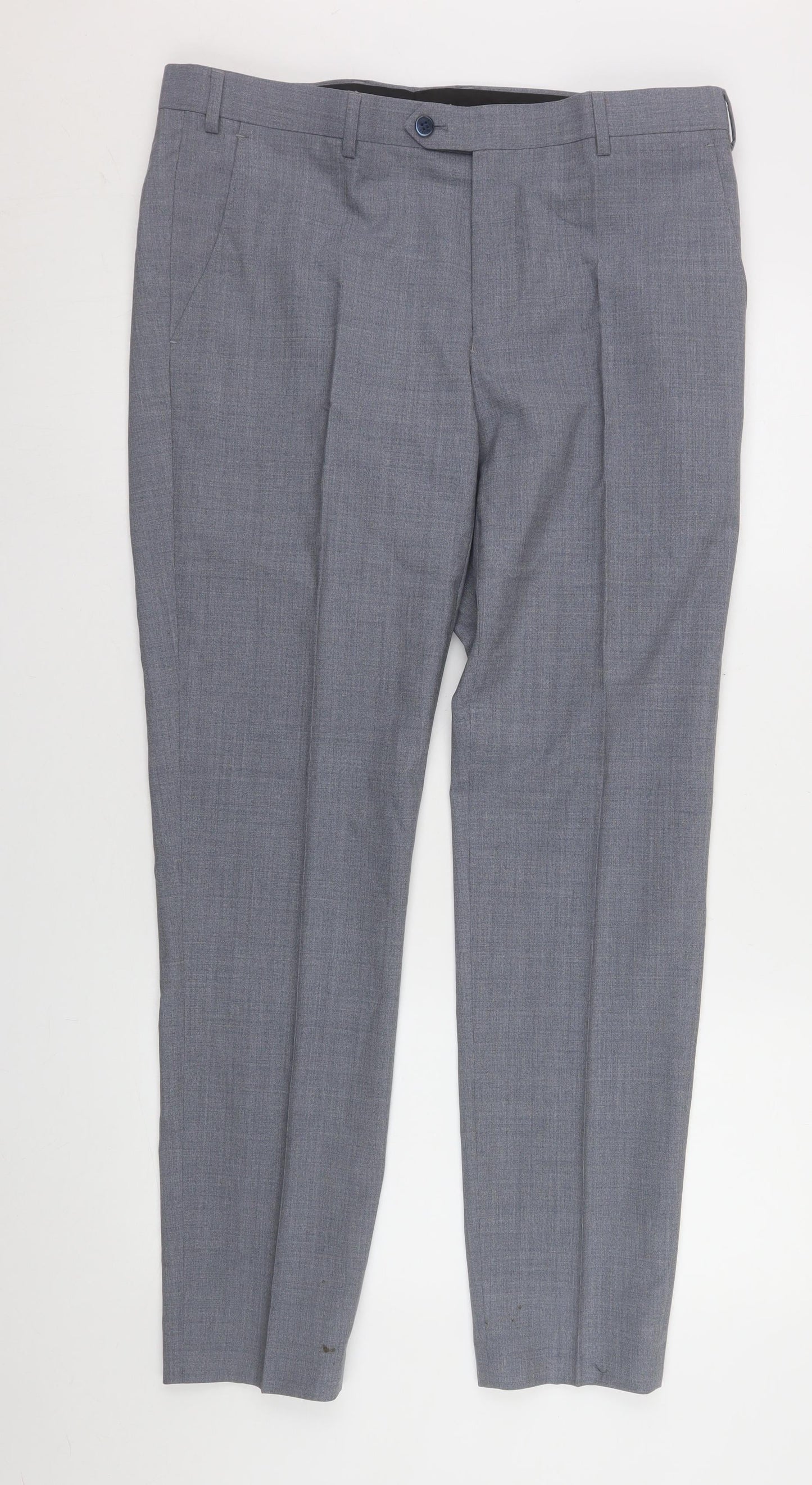 Mens UK Size 36R Remus Uomo Regular Fit Dress Pants Grey Trousers