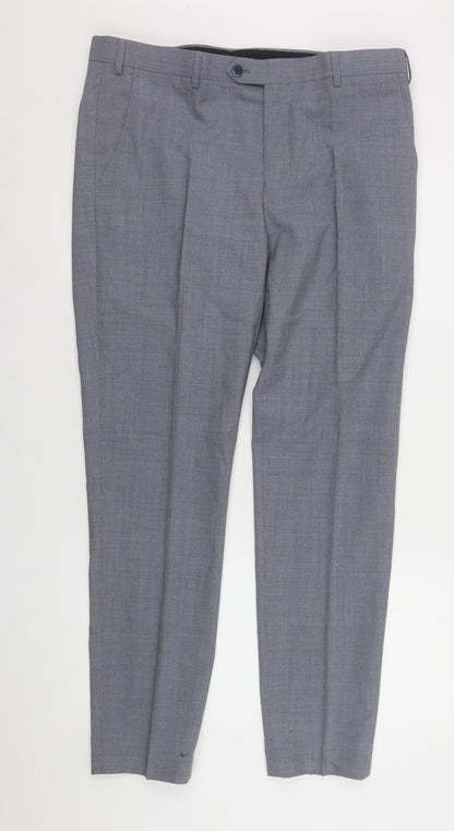 Mens UK Size 36R Remus Uomo Regular Fit Dress Pants Grey Trousers