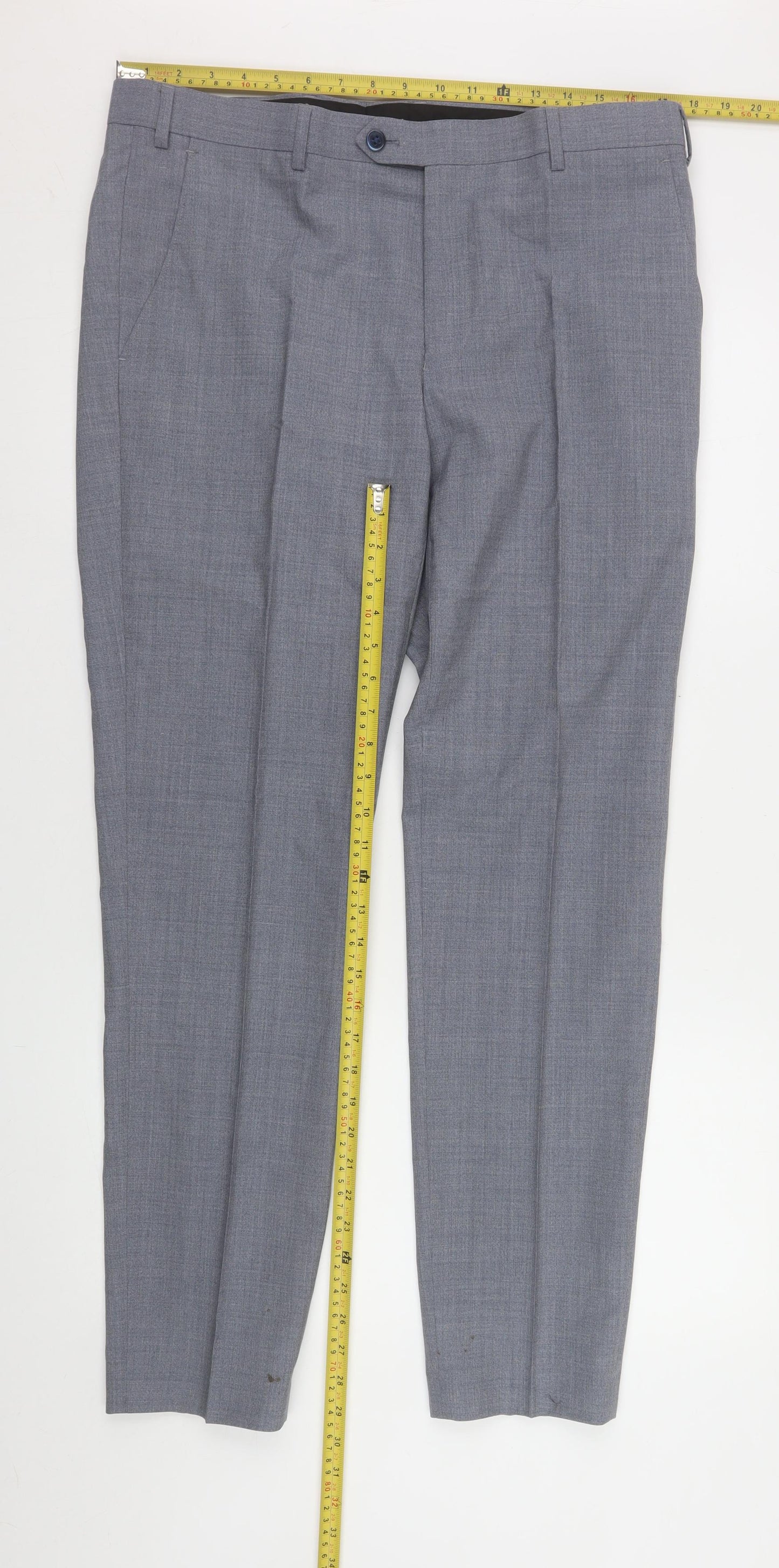 Mens UK Size 36R Remus Uomo Regular Fit Dress Pants Grey Trousers