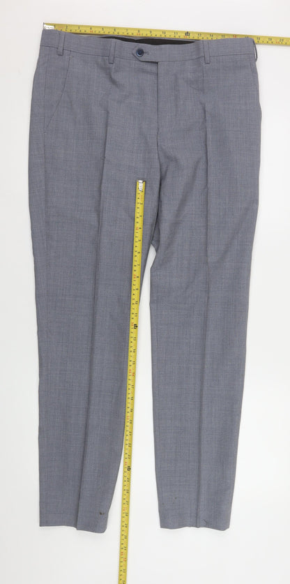 Mens UK Size 36R Remus Uomo Regular Fit Dress Pants Grey Trousers