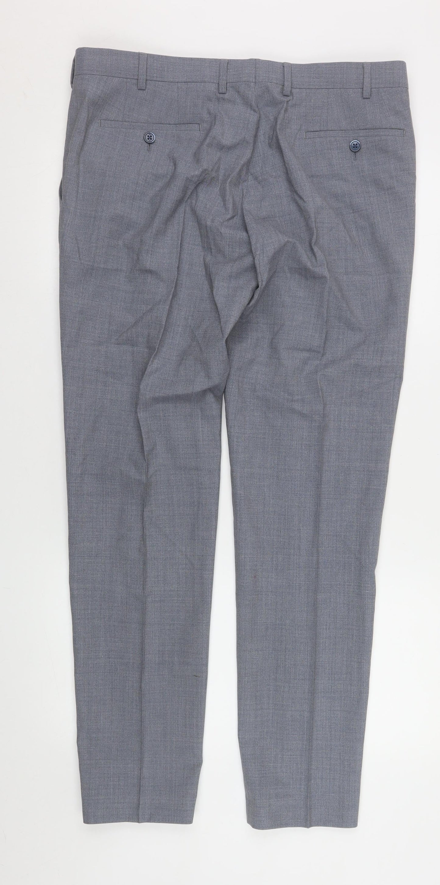 Mens UK Size 36R Remus Uomo Regular Fit Dress Pants Grey Trousers